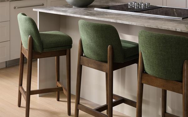 Counter Stool Forest Green Curved Back Bar Stools