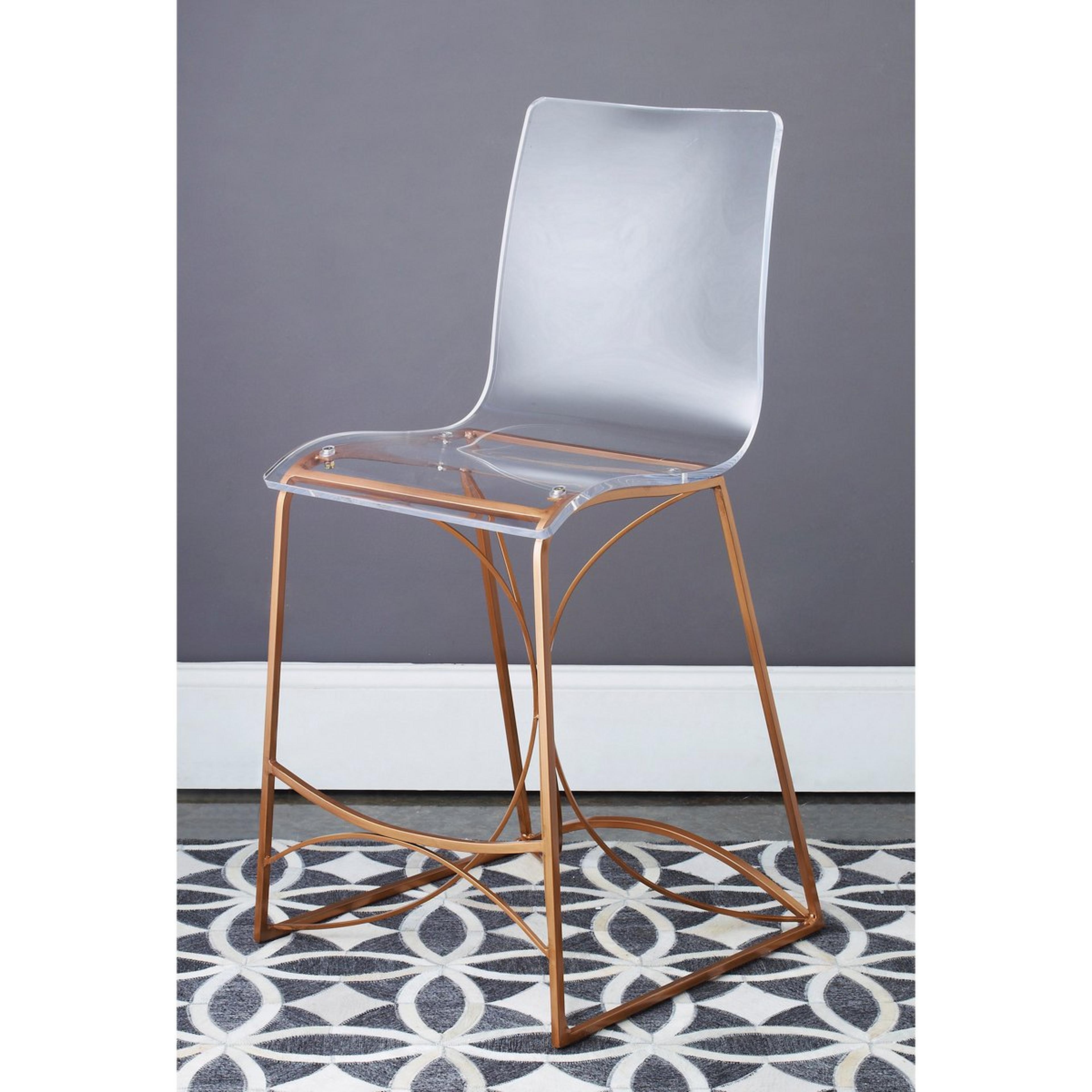 Counter Stool: Gold Curved Base with Clear Acrylic Curve