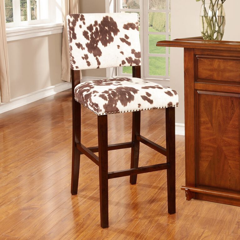 Counter Stool: Rustic Nailhead Espresso Wood Print Stool