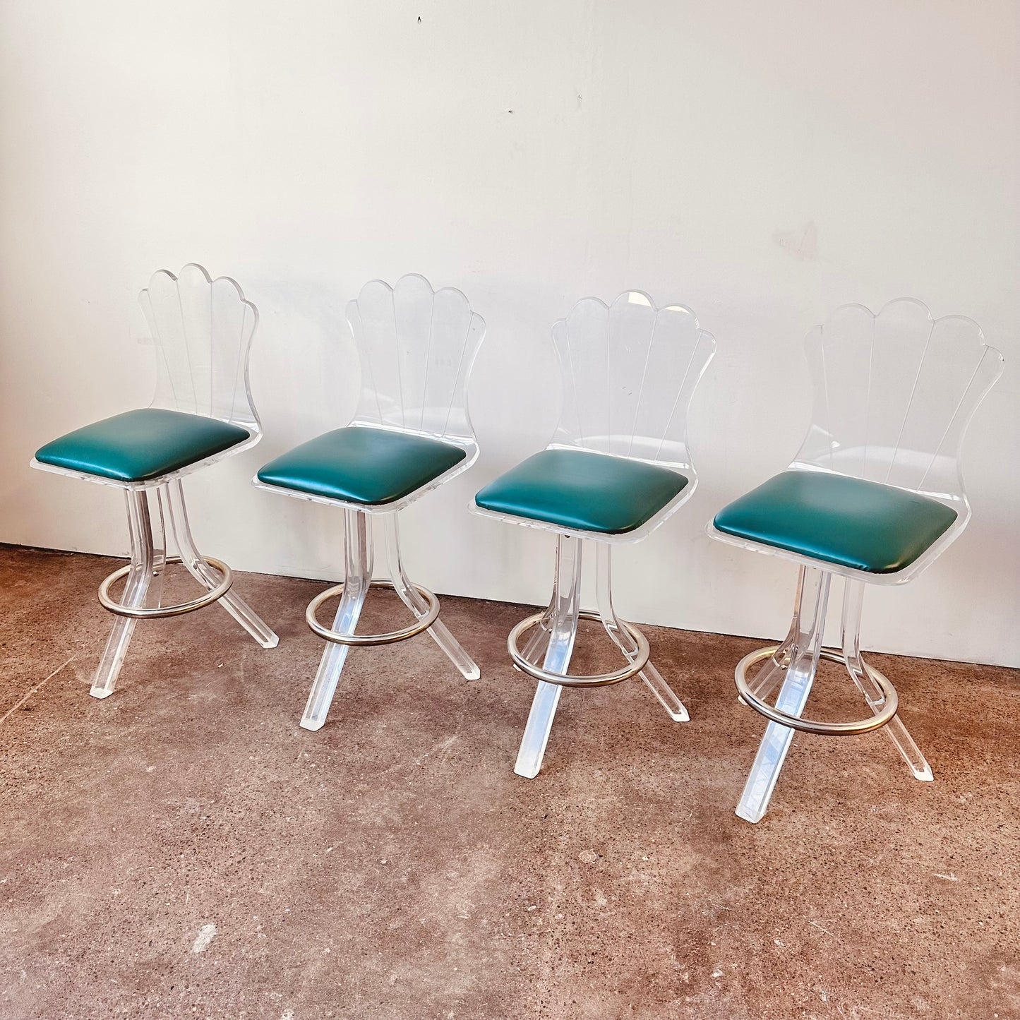 Counter Stool: Scalloped Shell Back with Teal Cushion