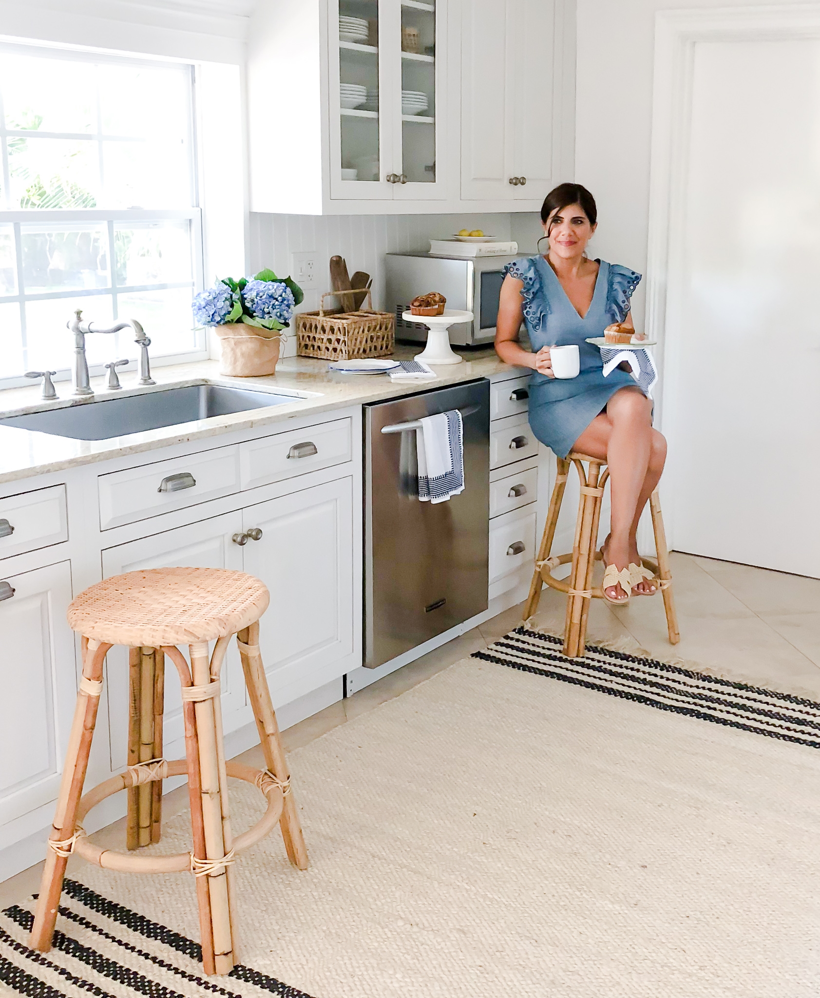 Counter Stool with Backless Silhouette and Wrapped Joint Accents
