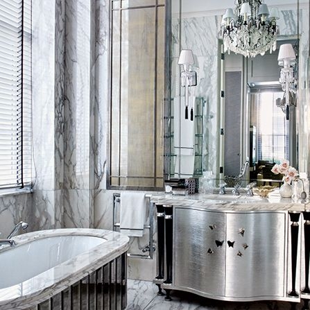 Crystal Chandelier featuring Butterfly Motif Hardware & Marble