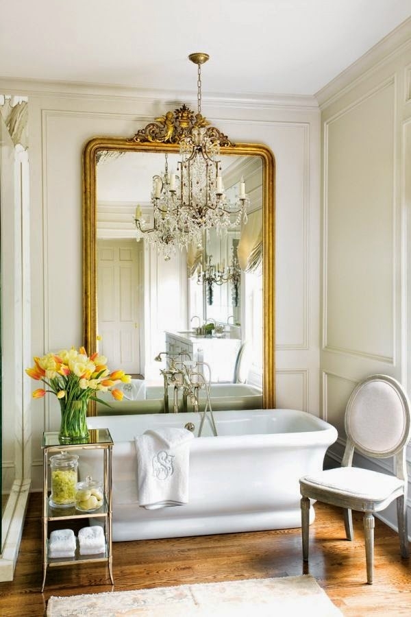 Crystal Chandelier including Gilded Floor Mirror Design Idea