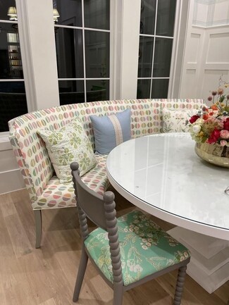 Curved Banquette: Bobbin Frame and Geometric Upholstery Set