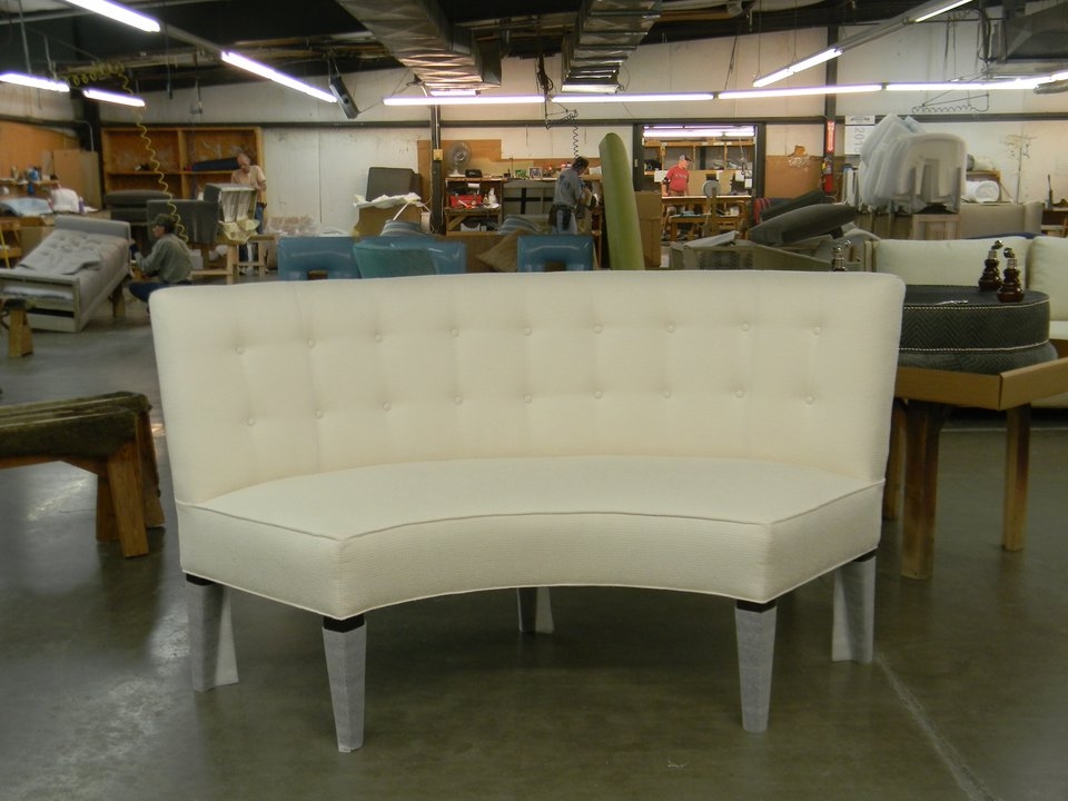 Curved Banquette: Button Tufting Ivory Crescent Booth Seat