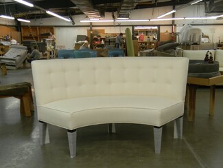 Curved Banquette: Button Tufting Ivory Crescent Booth Seat