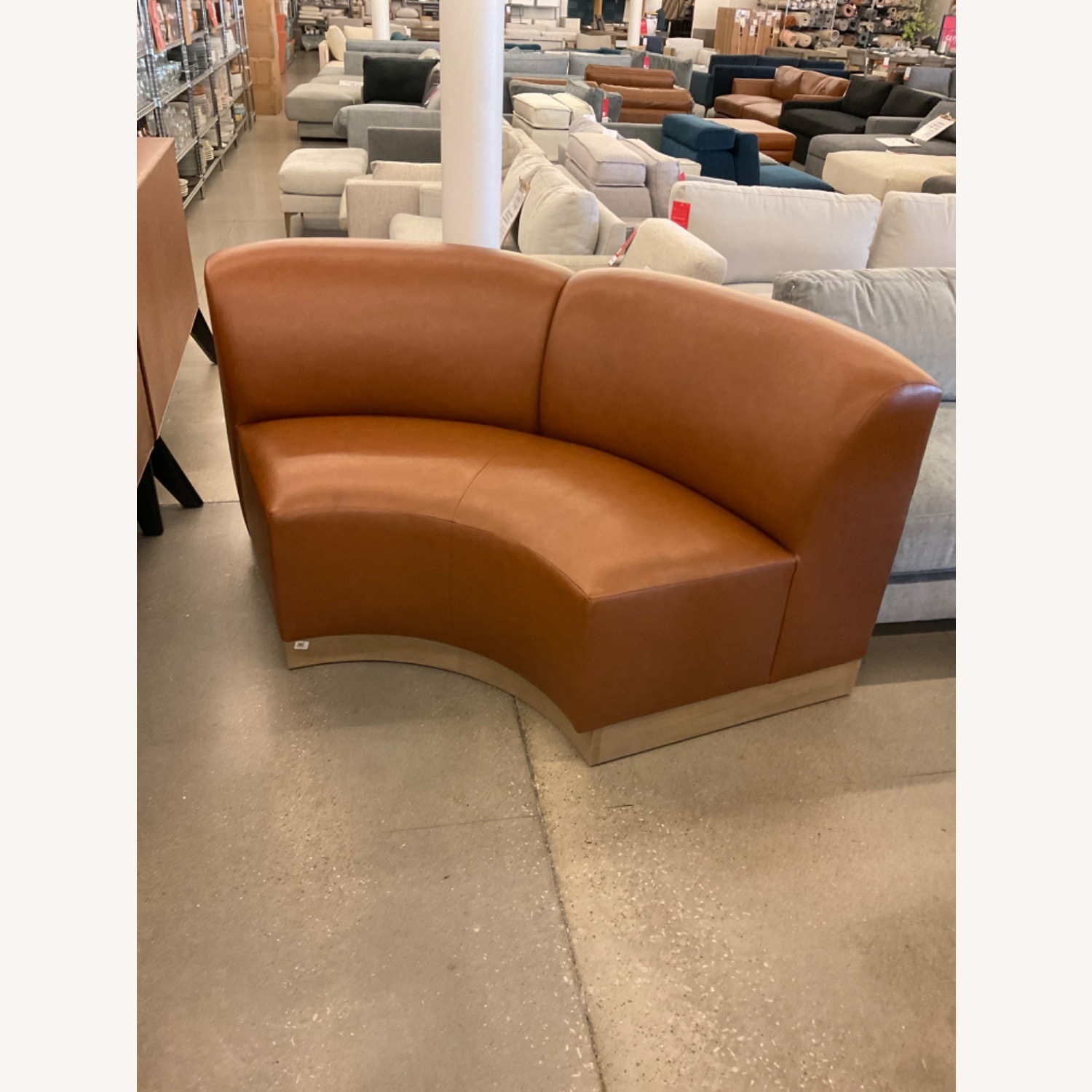 Curved Banquette: Cognac Brown Modern Plinth Base Seating