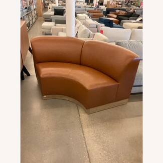 Curved Banquette: Cognac Brown Modern Plinth Base Seating