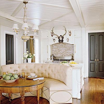 Curved Banquette: Island Integrated Diamond Tufted Nook