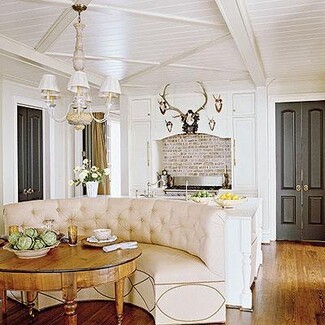 Curved Banquette: Island Integrated Diamond Tufted Nook