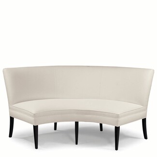 Curved Banquette: Six Tapered Legs and Off-White Upholstery