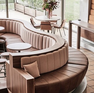 Curved Banquette: Vertical Channeling Serpentine Booth Seat