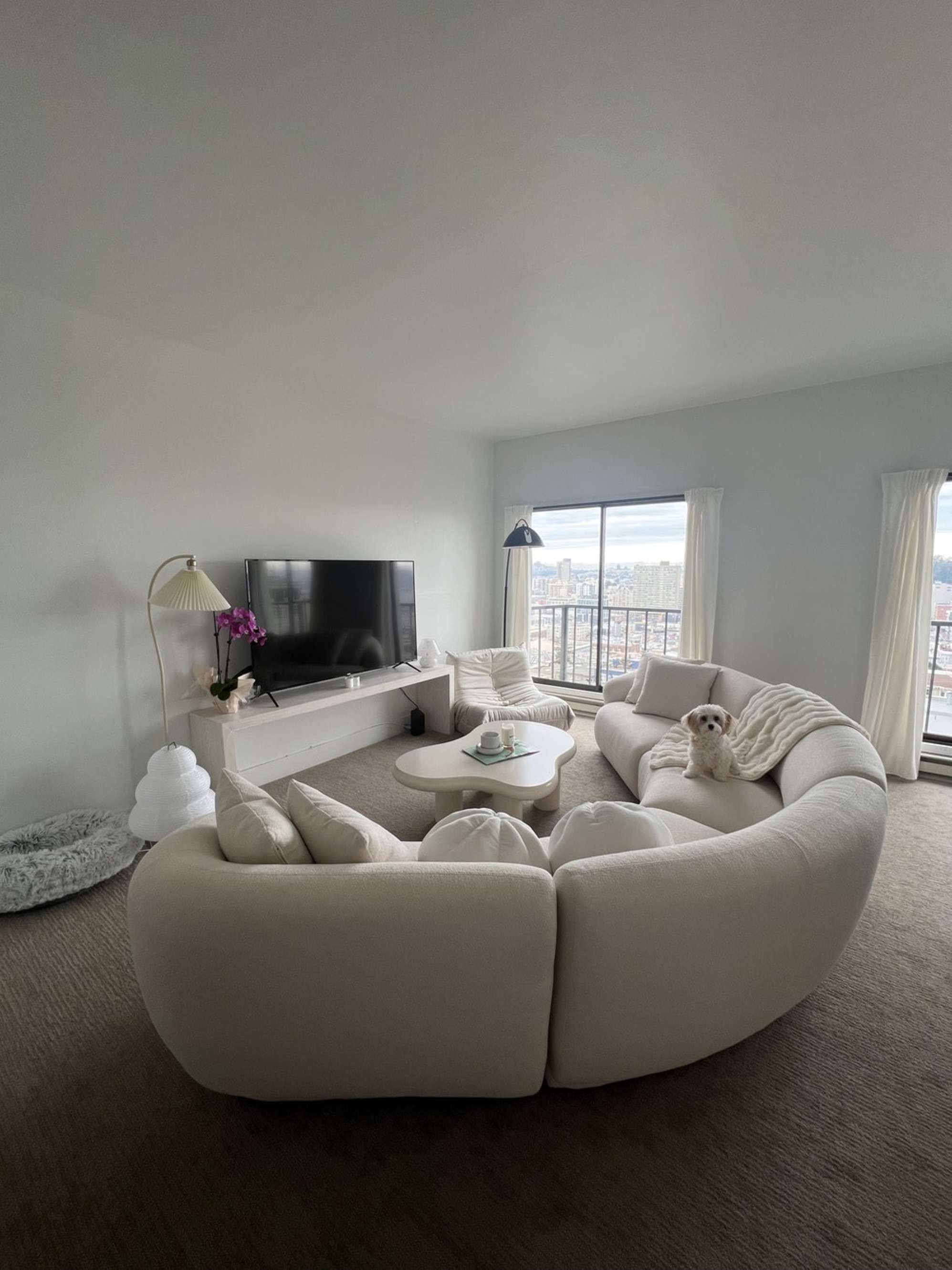 Curved Sectional Off-White Organic Modern Couch Design
