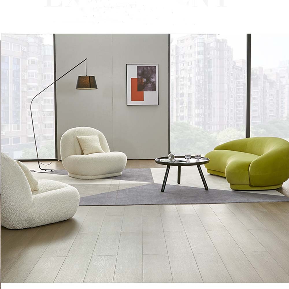 Curved Sofa Chartreuse Upholstery Organic Silhouette