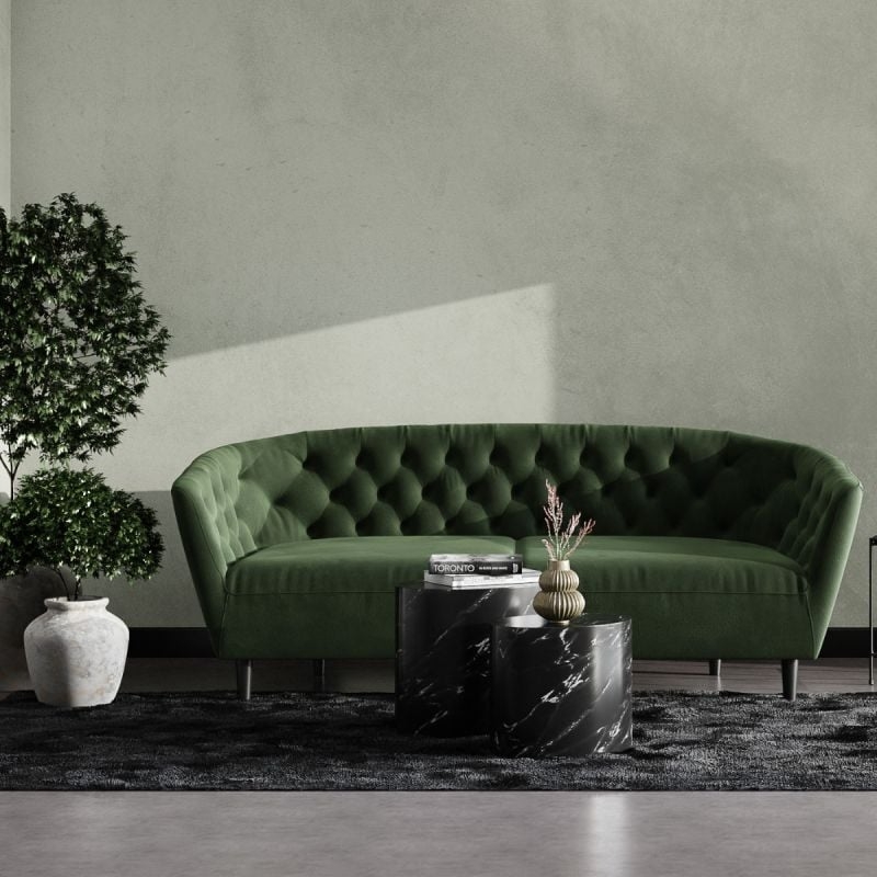 Curved Sofa With Button Tufting Modern Glam Style