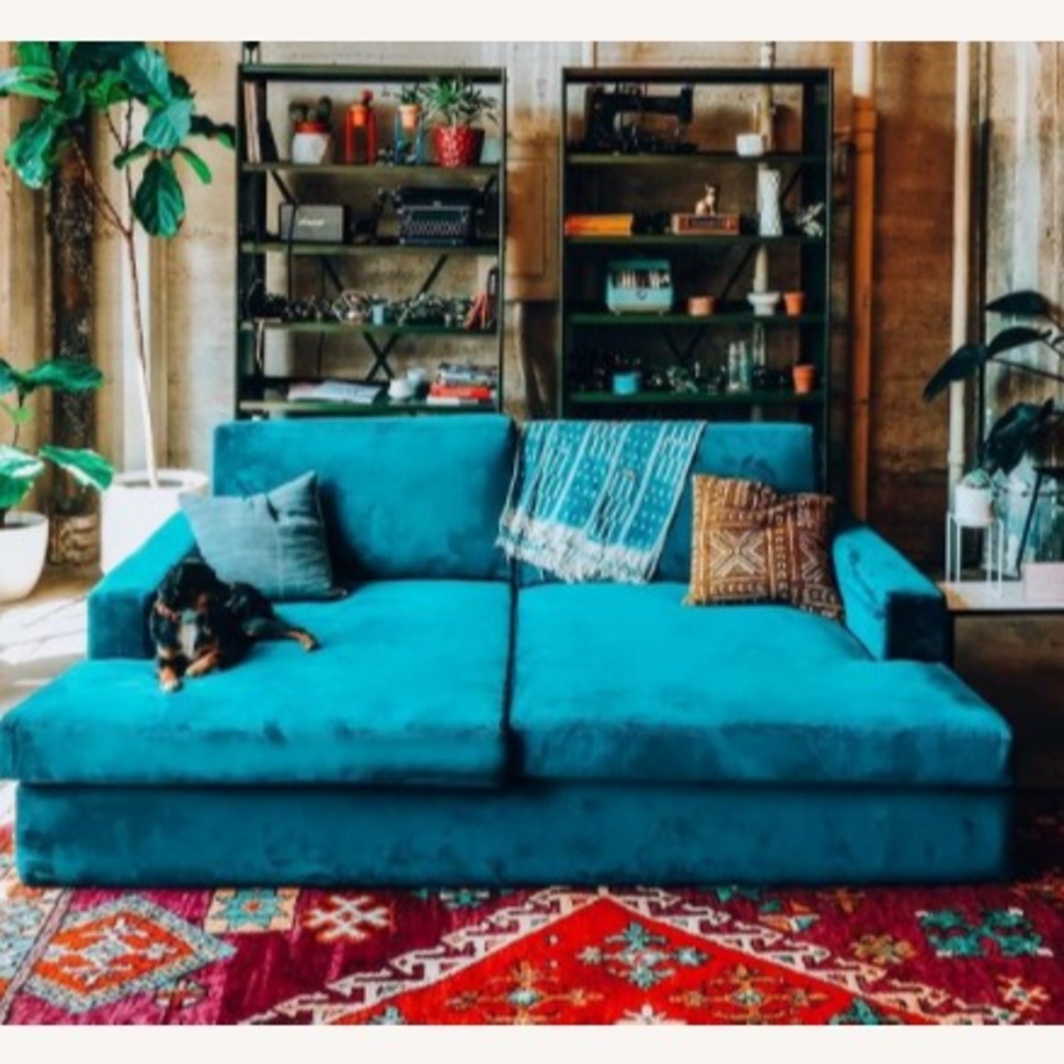 Daybed in Royale Peacock with a Blocky Silhouette Design