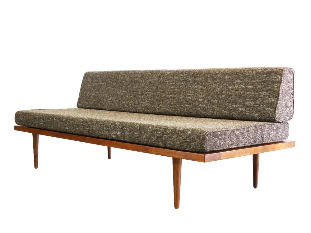 Daybed With Armless Silhouette and Mottled Weave Texture