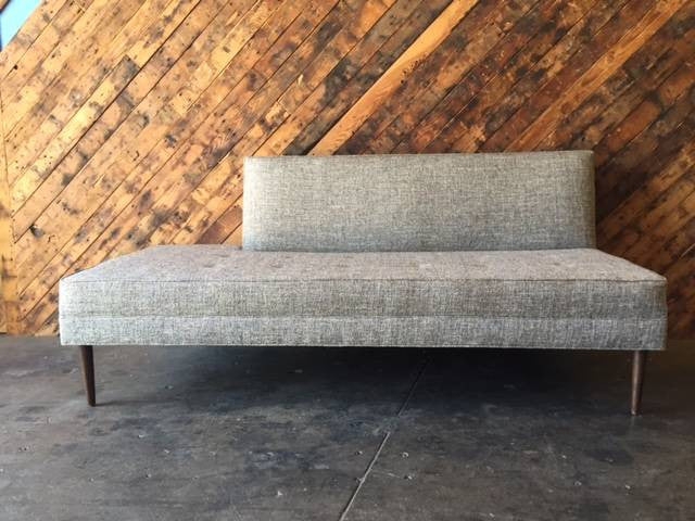 Daybed With Asymmetrical Backrest and Textured Grey Fabric