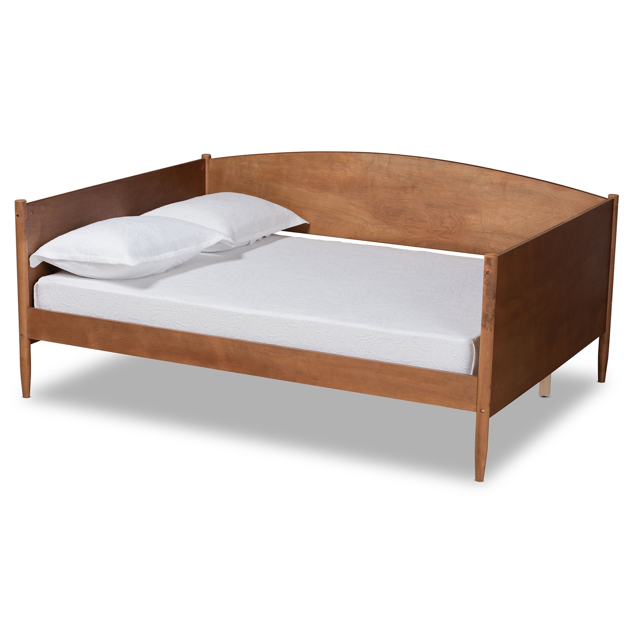 Daybed With Curved Back and Walnut Brown Enclosed Side Panels