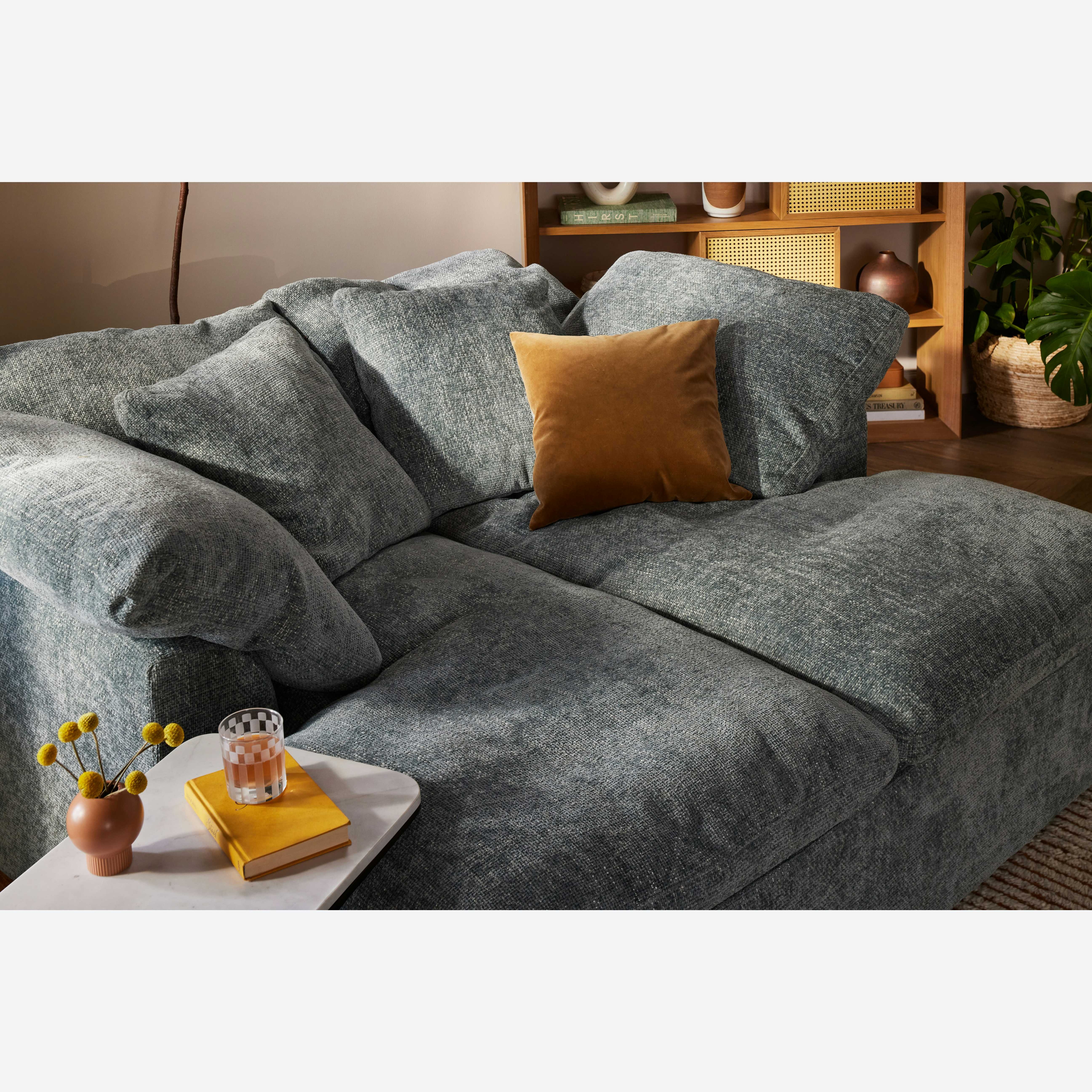 Daybed with Deep Seating and Textured Slub Weave Fabric