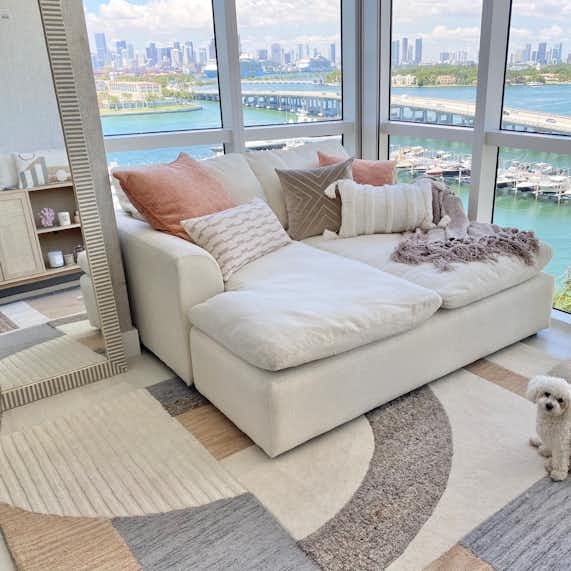 Daybed with Extra Deep Seat in Cream for Coastal Living
