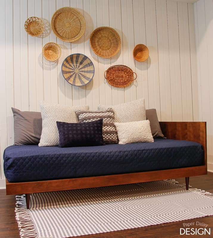 Daybed With Plywood Construction and Quilted Navy Blue Cover