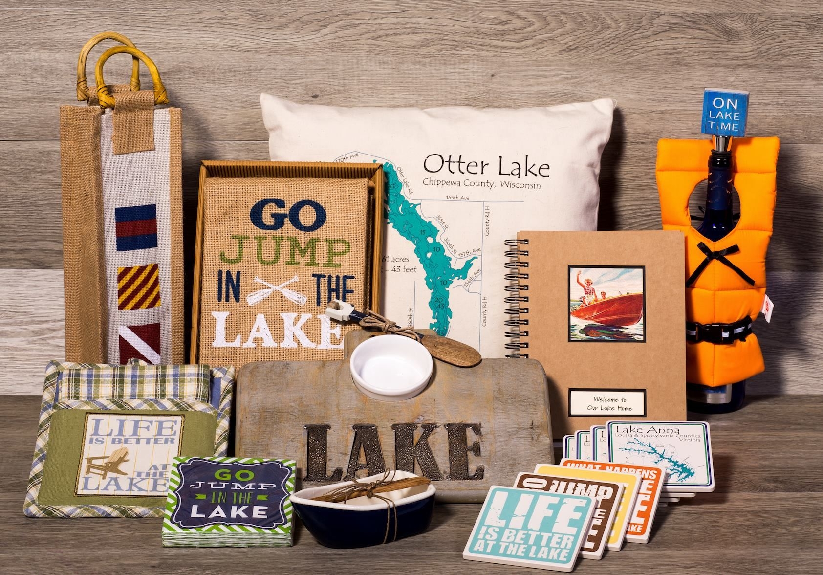 Decorative Gift Set Burlap Textures Rustic Lake House Decor