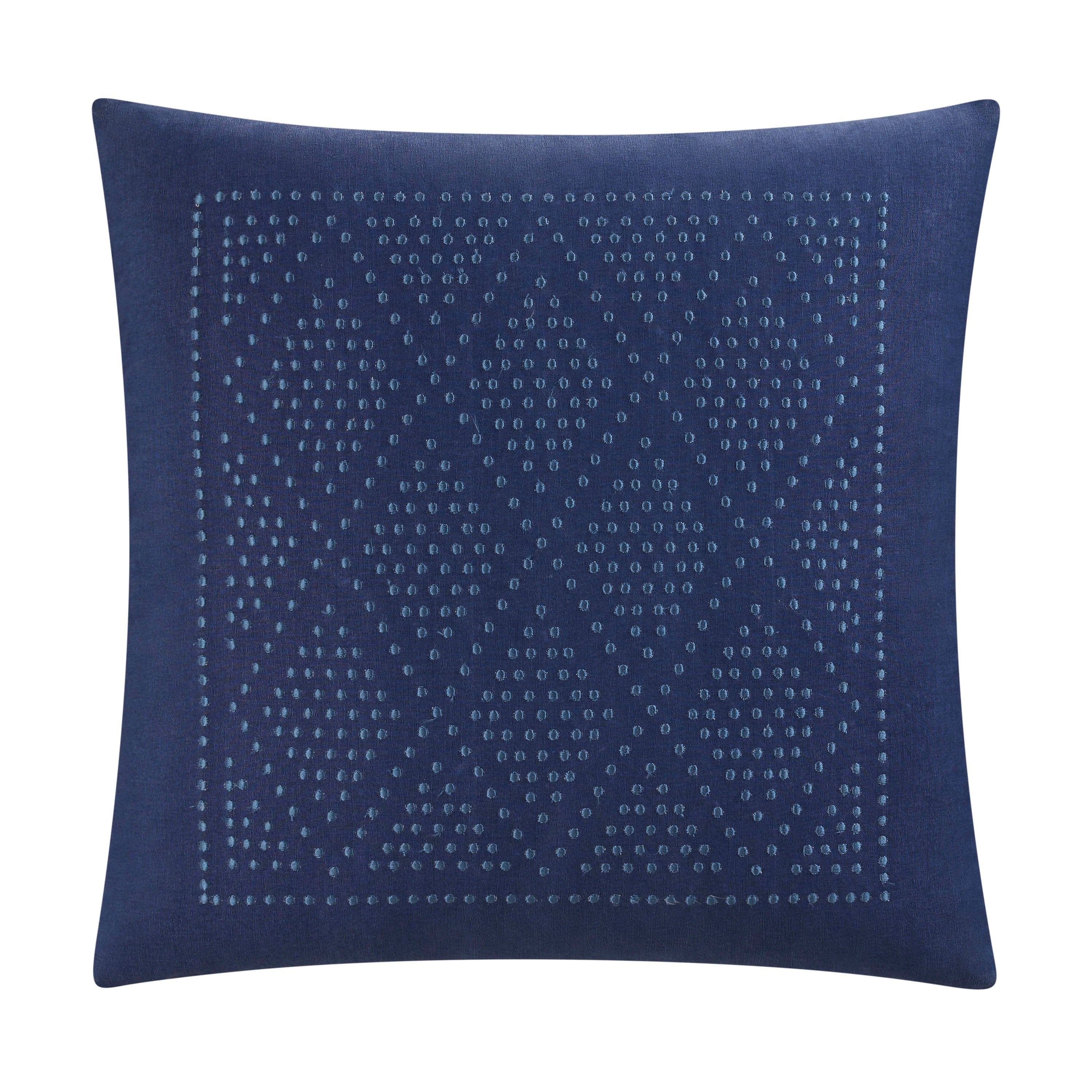 Decorative Pillow: Dotted Diamond Motif Navy Accent