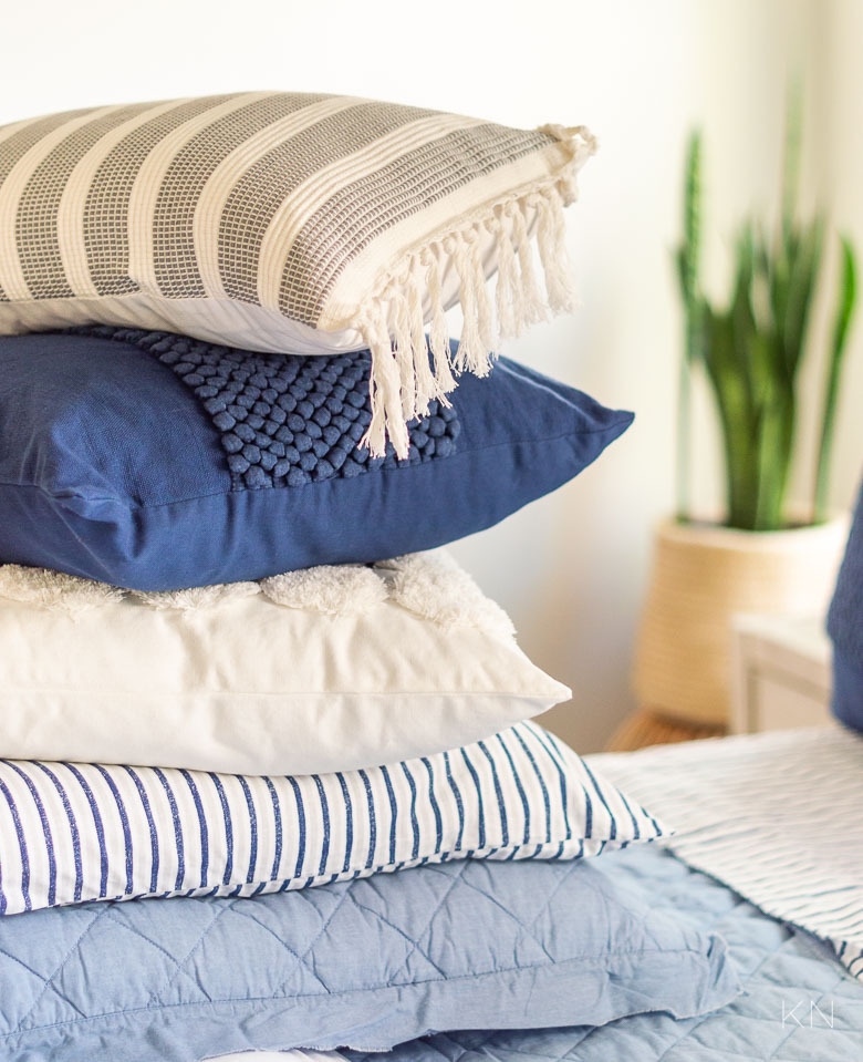 Decorative Pillows: Fringed Top Sham Mixed Stripe Scales