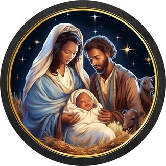 Decorative Sign: Gold Starry Night Christmas Midnight Blue