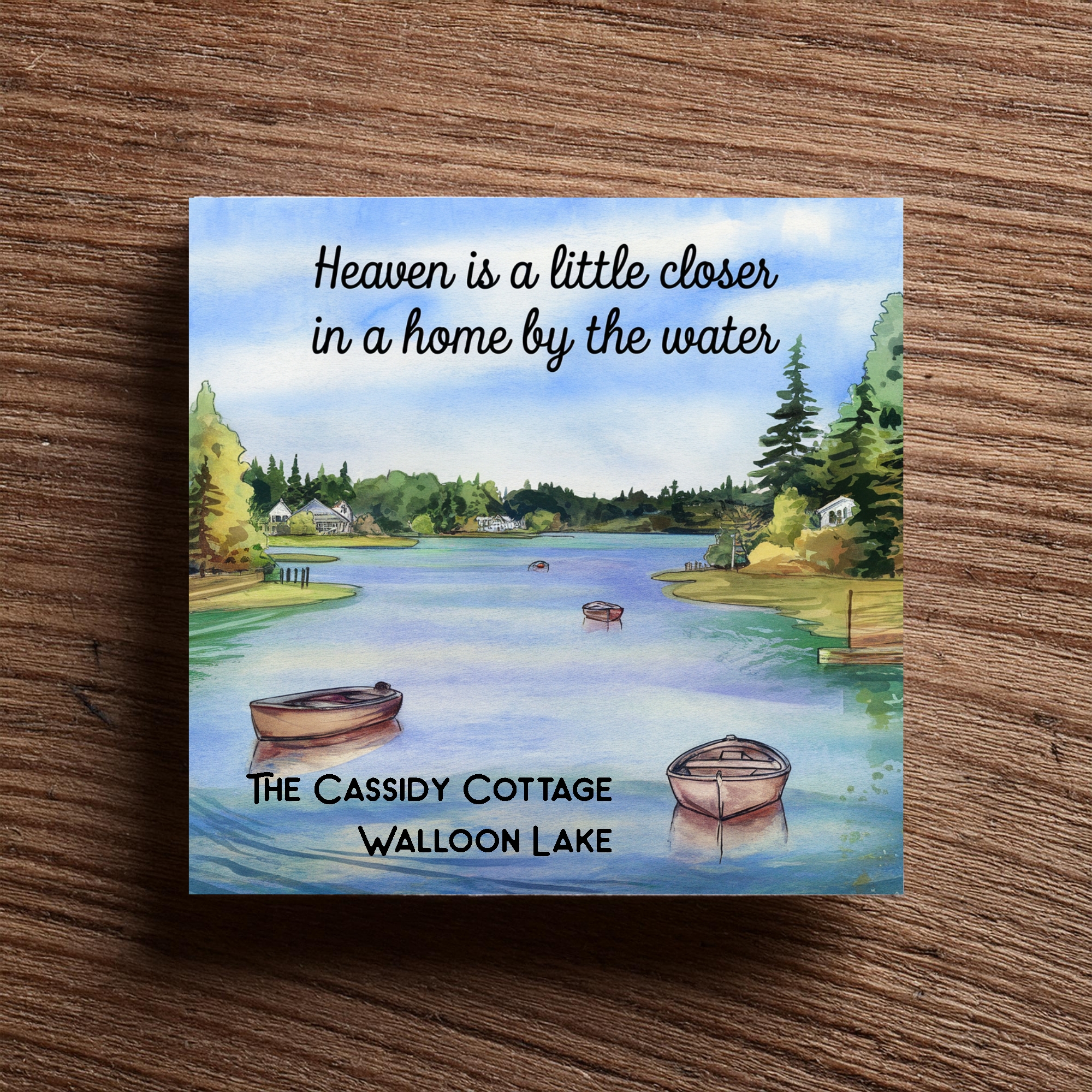 Decorative Sign Watercolor Lake Scene Personalized Lake House Sign