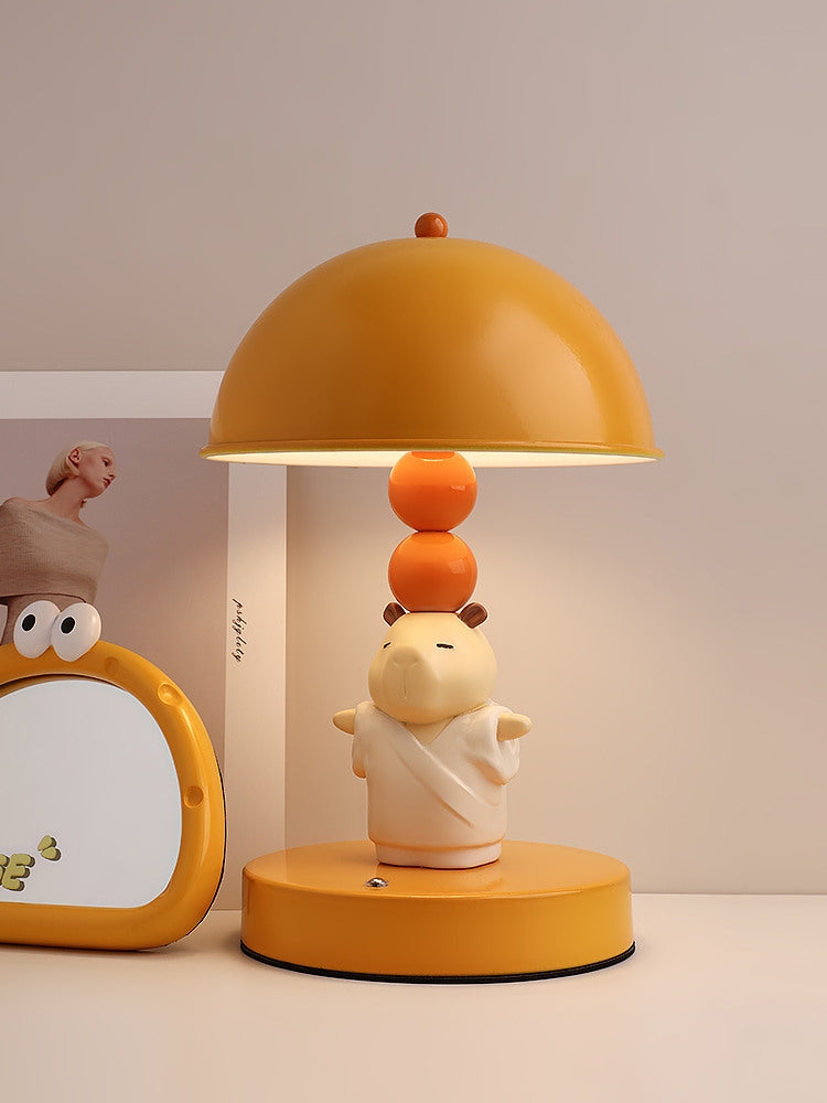 Desk Lamp Capybara Character Yellow Dome Whimsical Light