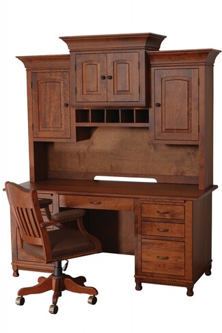 Desk With Hutch featuring Rope Molding and Arched Panel Doors