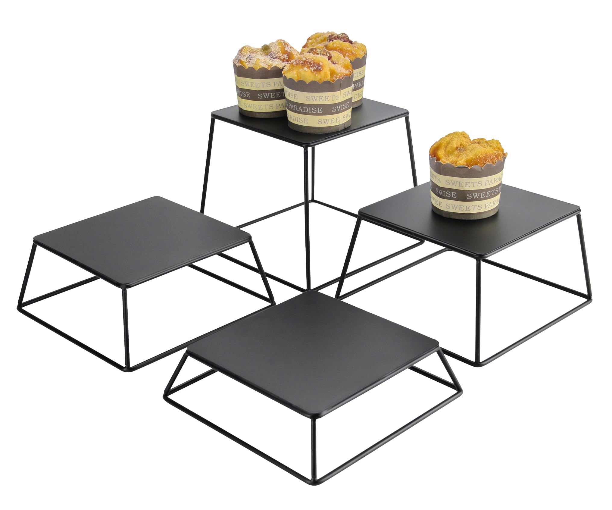 Dessert Risers: Matte Black Metal Wireframe Base for Metal Food Stands