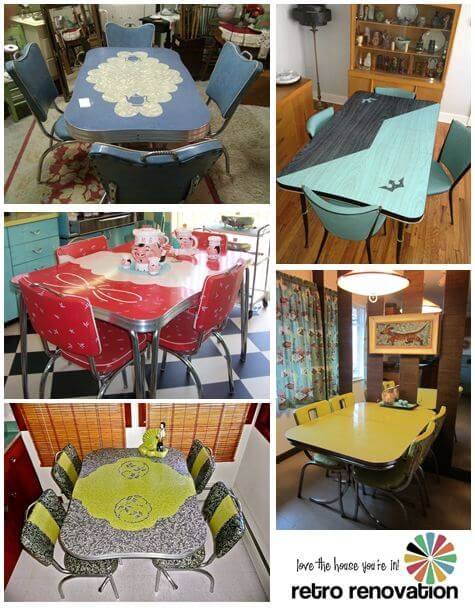 Dinette Set Patterned Tops Mid Century Chrome Frames