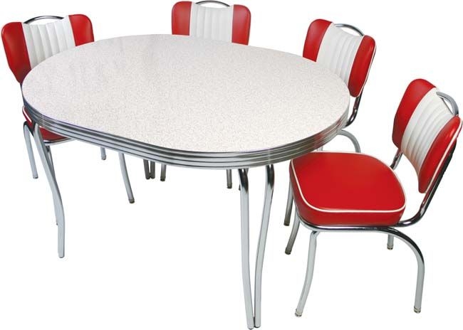 Dinette Set Speckled Top Oval Chrome Vintage Diner