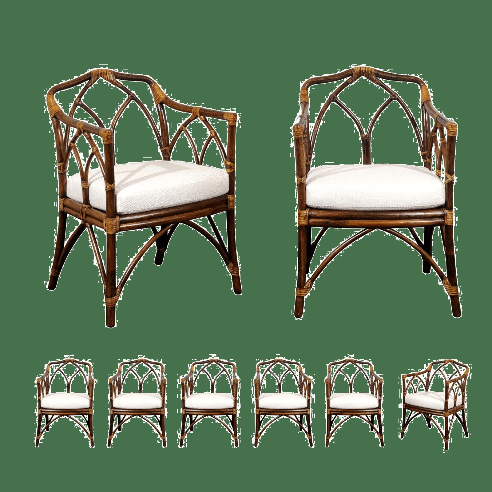 Dining Armchair Gothic Arched Back Bamboo Armchairs