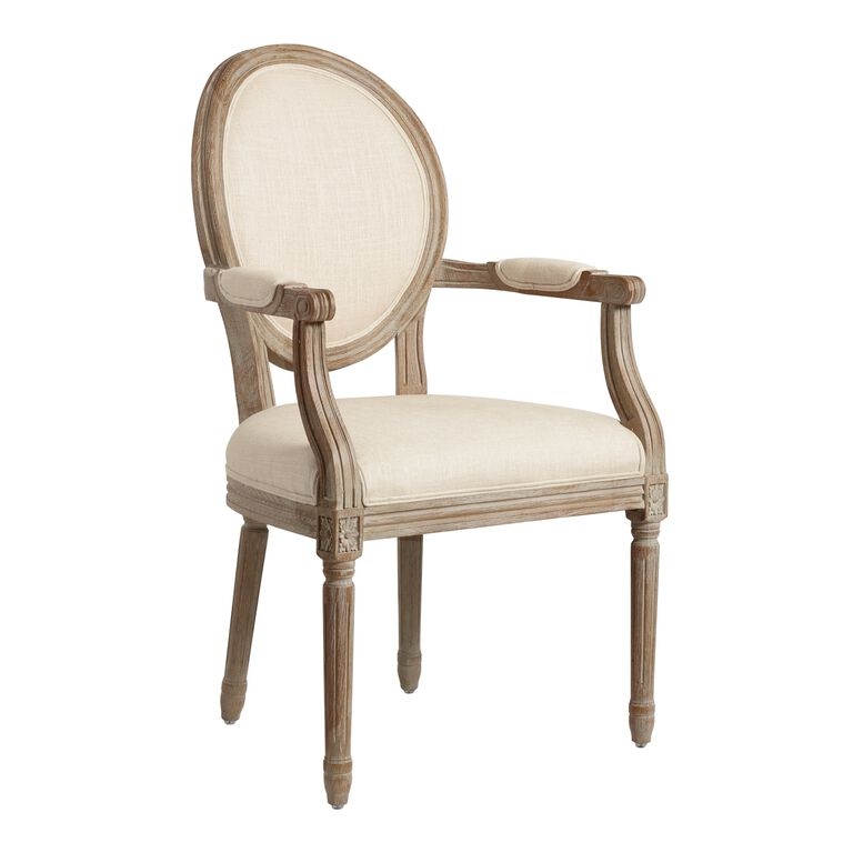 Dining Armchair: Round Medallion Back Weathered Wood