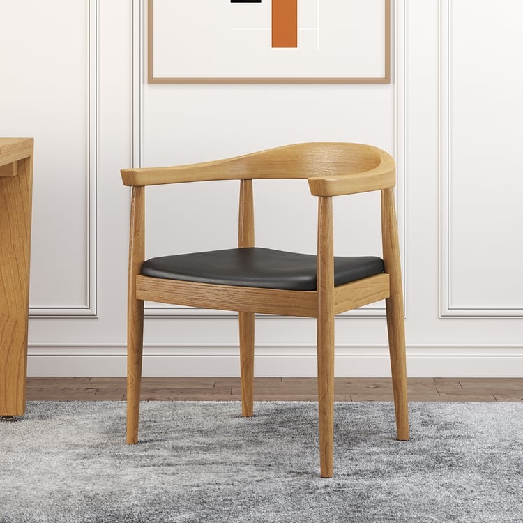 Dining Armchair with Integrated Armrests and Tapered Round Legs