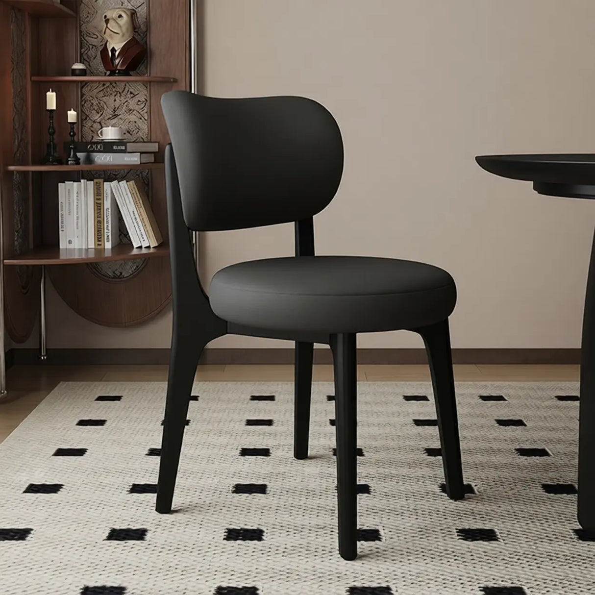 Dining Chair: Armless Round Seat Matte Black Design
