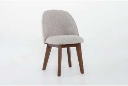 Dining Chair: Boucle Fabric Armless Textured Curved Back