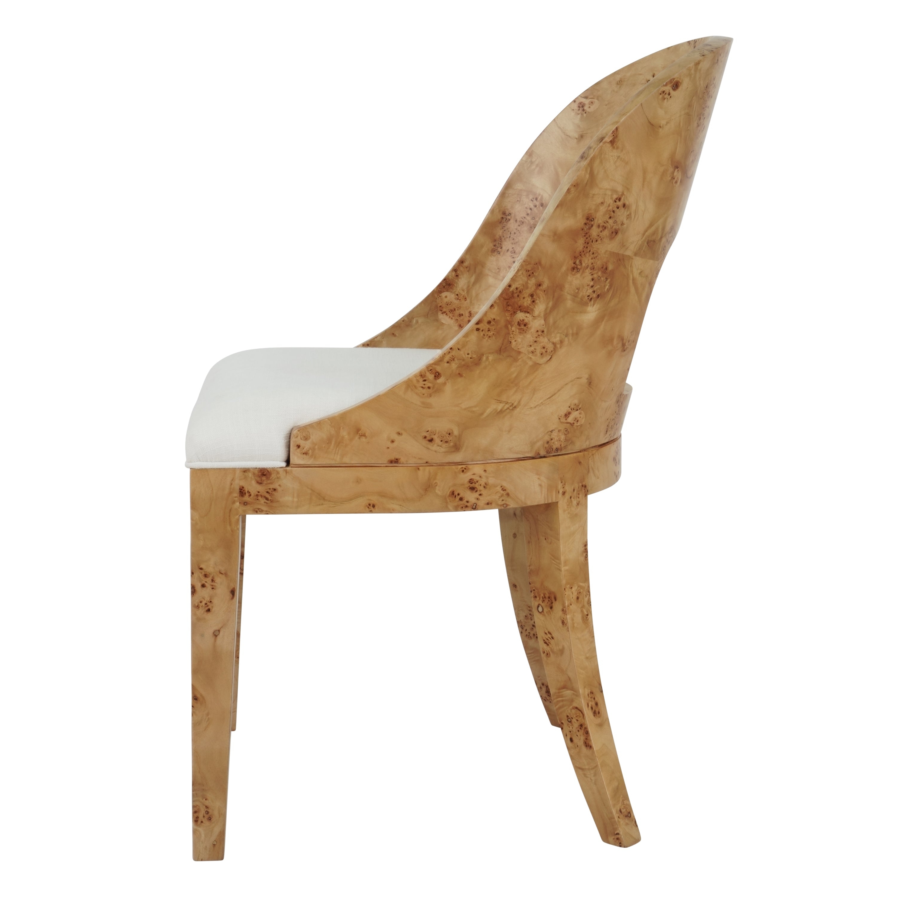 Dining Chair: Burl Grain Honey Wood Art Deco Flared Leg