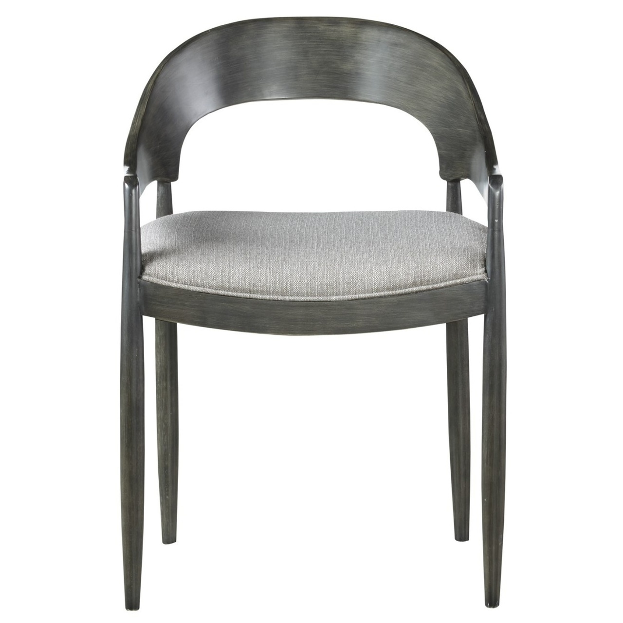 Dining Chair: Charcoal Finish Open Back Curved Barrel