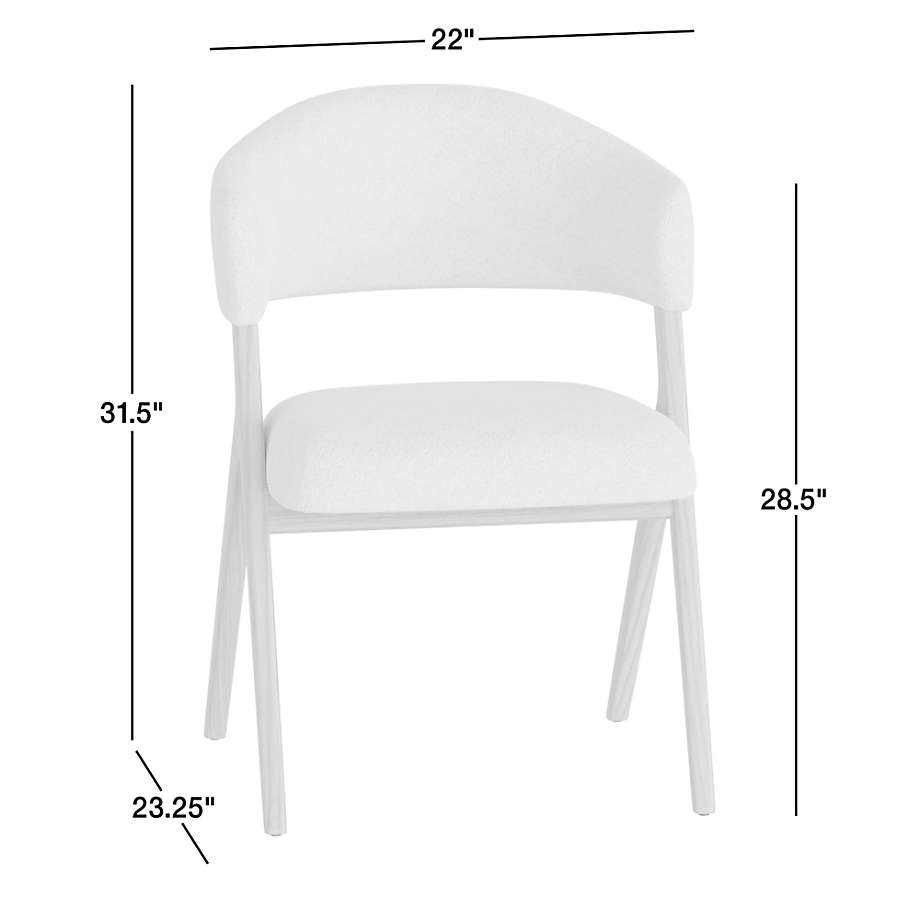 Dining Chair: Cream Open Back Detail Tapered Wood Arm