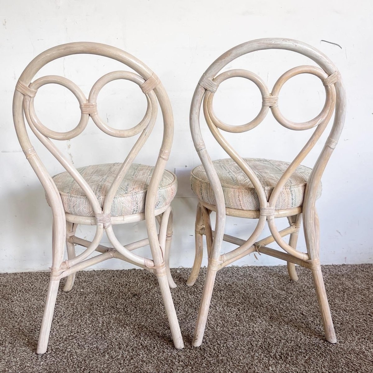 Dining Chair Double Circle Back Whitewashed Bamboo