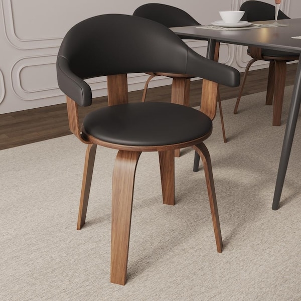 Dining Chair featuring Walnut Bentwood Frame and Round Seat