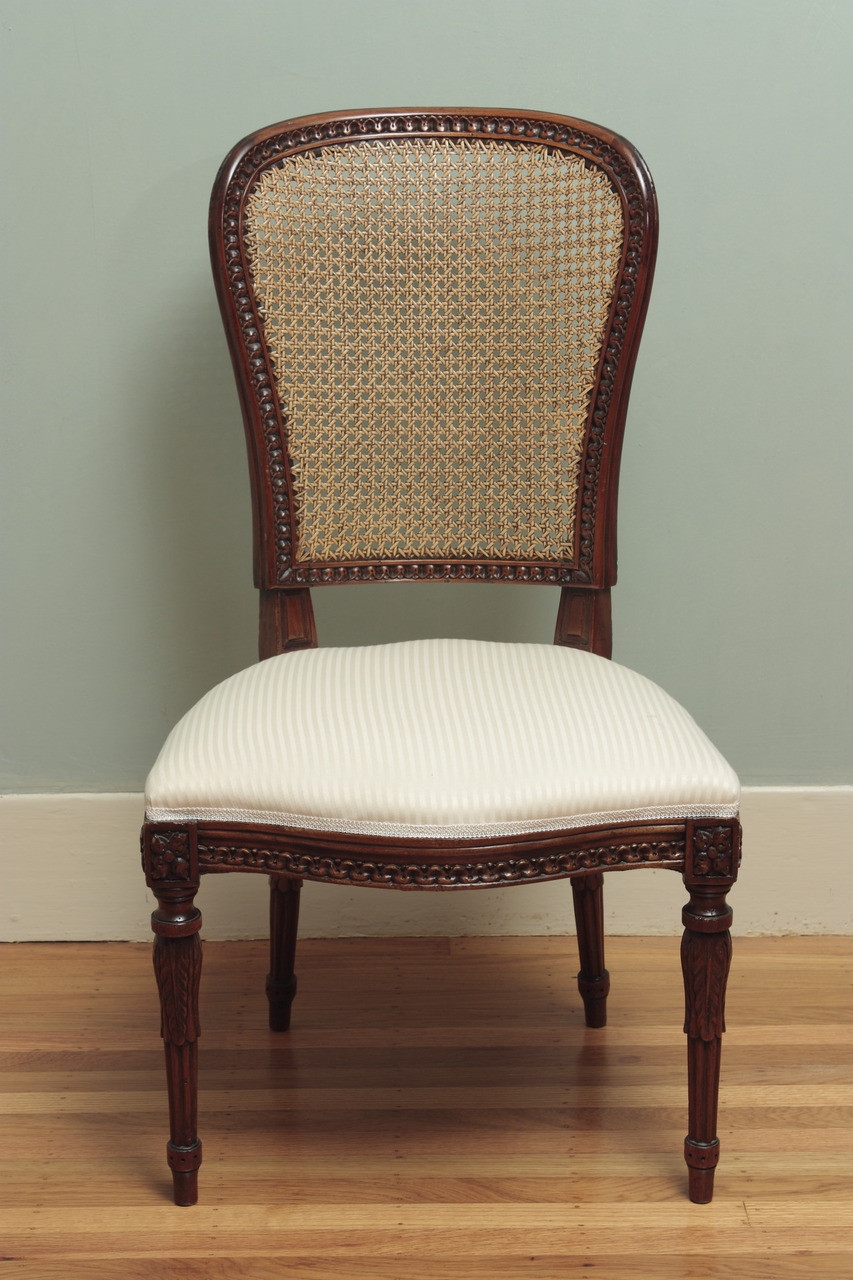 Dining Chair Fluted Tapered Legs Mahogany Brown Louis XVI