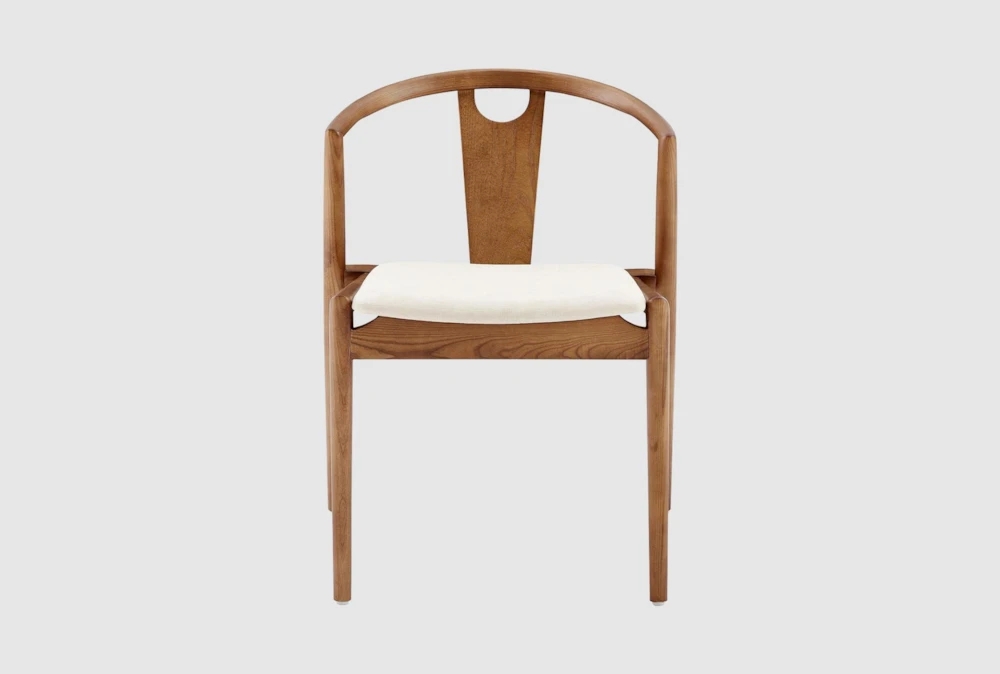Dining Chair has Circular Cutout and Curved Back Walnut Wood