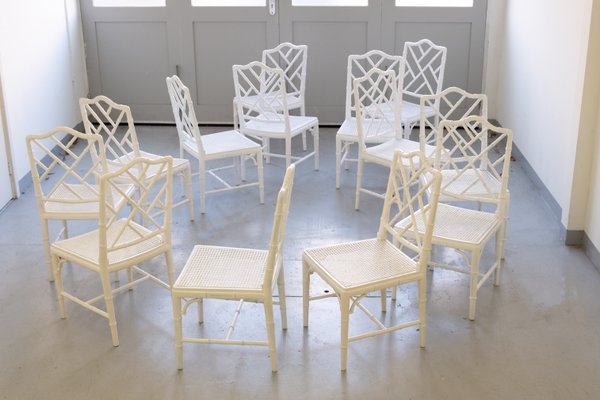 Dining Chair Hollywood Regency White Fretwork Back