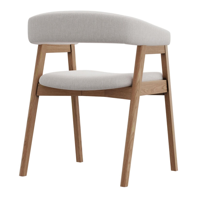 Dining Chair in Light Grey with Floating Backrest and Oak Legs